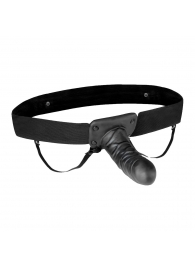 Чёрный полый страпон с вибрацией Unisex Vibrating Hollow Strap-On - 14 см. - Lux Fetish - купить с доставкой в Калуге