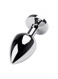 Серебристая коническая анальная пробка с красным кристаллом - 8 см. - ToyFa - купить с доставкой в Калуге