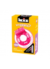 Розовое эрекционное виброкольцо Luxe VIBRO  Ужас Альпиниста  + презерватив - Luxe - в Калуге купить с доставкой