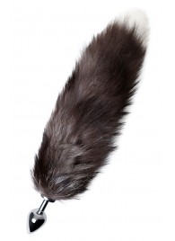 Серебристая металлическая анальная втулка с хвостом чернобурой лисы - размер S - ToyFa - купить с доставкой в Калуге