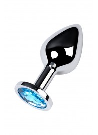 Серебристая конусовидная анальная пробка с голубым кристаллом - 8 см. - ToyFa - купить с доставкой в Калуге