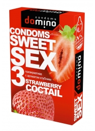 Презервативы для орального секса DOMINO Sweet Sex с ароматом клубничного коктейля  - 3 шт. - Domino - купить с доставкой в Калуге