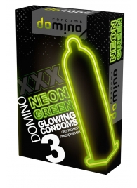 Презервативы DOMINO Neon Green со светящимся в темноте кончиком - 3 шт. - Domino - купить с доставкой в Калуге