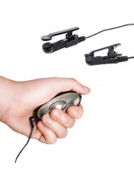 Черные электрические зажимы для сосков Shock Therapy Nipple Clamps - Pipedream - купить с доставкой в Калуге