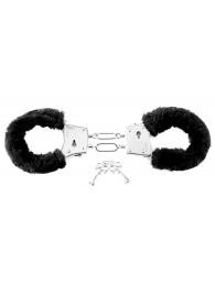 Меховые чёрные наручники Beginner s Furry Cuffs - Pipedream - купить с доставкой в Калуге