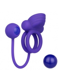 Фиолетовое эрекционное кольцо с утяжелителем Silicone Rechargeable Dual Rockin Rim Enhancer - California Exotic Novelties - в Калуге купить с доставкой