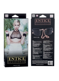 Черные мягкие наручники Entice French Cuffs с цепью - California Exotic Novelties - купить с доставкой в Калуге