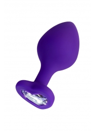 Фиолетовая анальная втулка Diamond Heart с прозрачным кристаллом - 8 см. - ToyFa - купить с доставкой в Калуге