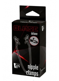 Черные зажимы на соски на цепочке BLAZE DELUXE NIPPLE CLAMPS - Dream Toys - купить с доставкой в Калуге