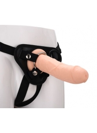 Черные трусики с телесной насадкой STRAP ON REAL DILDO - 21 см. - Dream Toys - купить с доставкой в Калуге