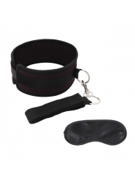 Черный ошейник с длинным поводком Collar and Leash Set - Lux Fetish - купить с доставкой в Калуге