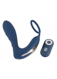 Синий вибростимулятор простаты с кольцом - 14,5 см. - Orion - в Калуге купить с доставкой