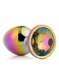 Голографическая анальная втулка с радужным кристаллом - 7,1 см. - Dream Toys - купить с доставкой в Калуге