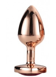 Золотистая анальная втулка с кристаллом-сердечком розового цвета - 7,1 см. - Dream Toys - купить с доставкой в Калуге