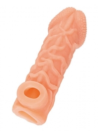 Телесная закрытая насадка с венками Cock Sleeve Size S - 13,8 см. - KOKOS - в Калуге купить с доставкой