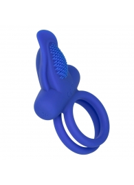 Синее перезаряжаемое эрекционное кольцо Silicone Rechargeable Dual Pleaser Enhancer - California Exotic Novelties - в Калуге купить с доставкой