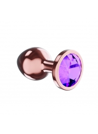 Пробка цвета розового золота с фиолетовым кристаллом Diamond Amethyst Shine S - 7,2 см. - Lola Games - купить с доставкой в Калуге