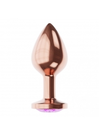 Пробка цвета розового золота с фиолетовым кристаллом Diamond Amethyst Shine S - 7,2 см. - Lola Games - купить с доставкой в Калуге