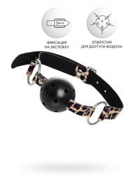 Черный кляп-шар на леопардовых ремешках Anonymo - ToyFa - купить с доставкой в Калуге