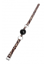 Черный кляп-шар на леопардовых ремешках Anonymo - ToyFa - купить с доставкой в Калуге