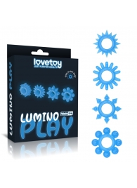 Набор из 4 голубых, светящихся в темноте эрекционных колец Lumino Play - Lovetoy - в Калуге купить с доставкой