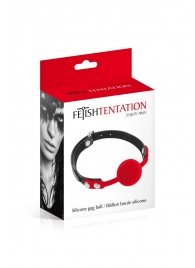 Красный кляп-шарик на черных ремешках - Fetish Tentation - купить с доставкой в Калуге