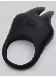 Черное эрекционное виброкольцо Sensation Rechargeable Vibrating Rabbit Love Ring - Fifty Shades of Grey - в Калуге купить с доставкой