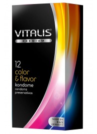 Цветные ароматизированные презервативы VITALIS PREMIUM color   flavor - 12 шт. - Vitalis - купить с доставкой в Калуге