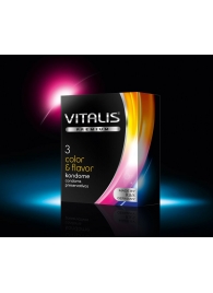 Цветные ароматизированные презервативы VITALIS PREMIUM color   flavor - 3 шт. - Vitalis - купить с доставкой в Калуге