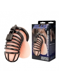 Черная металлическая клетка с замком Deluxe Chastity Cage - BlueLine - купить с доставкой в Калуге