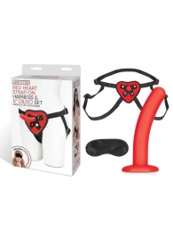 Красный поясной фаллоимитатор Red Heart Strap on Harness   5in Dildo Set - 12,25 см. - Lux Fetish - купить с доставкой в Калуге