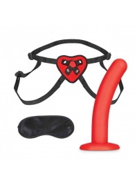 Красный поясной фаллоимитатор Red Heart Strap on Harness   5in Dildo Set - 12,25 см. - Lux Fetish - купить с доставкой в Калуге