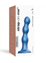 Голубая насадка Strap-On-Me Dildo Plug Balls size L - Strap-on-me - купить с доставкой в Калуге