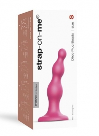 Розовая насадка Strap-On-Me Dildo Plug Beads size S - Strap-on-me - купить с доставкой в Калуге