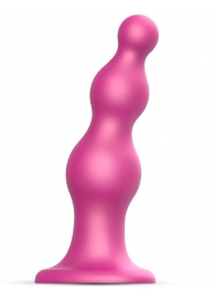 Розовая насадка Strap-On-Me Dildo Plug Beads size S - Strap-on-me - купить с доставкой в Калуге