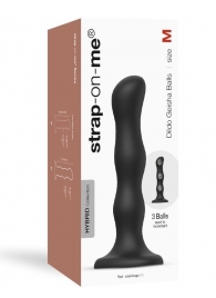 Черная насадка Strap-On-Me Dildo Geisha Balls size M - Strap-on-me - купить с доставкой в Калуге