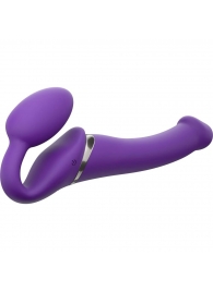 Фиолетовый безремневой вибрострапон Vibrating Bendable Strap-On - size L - Strap-on-me - купить с доставкой в Калуге