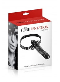 Черный кляп-фаллоимитатор Double Penis Gag - Fetish Tentation - купить с доставкой в Калуге