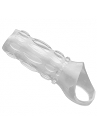 Насадка на пенис с кольцом для мошонки Clear Sensations Enhancer Sex Sleeve - 11,5 см. - XR Brands - в Калуге купить с доставкой