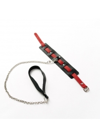 Черный ошейник с красным ремешком и поводком - Crazy Handmade - купить с доставкой в Калуге