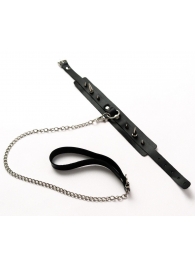 Черный ошейник с шипами и поводком - Crazy Handmade - купить с доставкой в Калуге