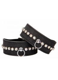 Черные наручники Diamond Studded Wrist Cuffs - Shots Media BV - купить с доставкой в Калуге