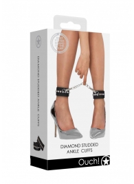 Черные поножи Diamond Studded Ankle Cuffs - Shots Media BV - купить с доставкой в Калуге