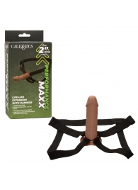 Коричневый фаллопротез Life-Like Extension with Harness - 17,75 см. - California Exotic Novelties - купить с доставкой в Калуге