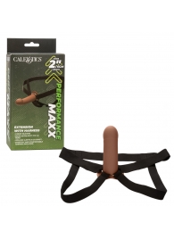 Коричневый фаллопротез из силикона Extension with Harness - 15,75 см. - California Exotic Novelties - купить с доставкой в Калуге