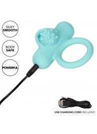 Аквамариновое эрекционное виброкольцо Silicone Rechargeable Nubby Lover’s Delight - California Exotic Novelties - в Калуге купить с доставкой