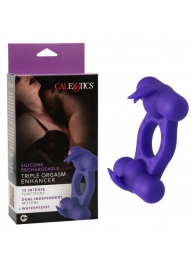 Фиолетовое эрекционное виброкольцо с двумя моторами Silicone Rechargeable Triple Orgasm Enhancer - California Exotic Novelties - в Калуге купить с доставкой