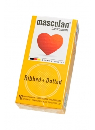 Презервативы с колечками и пупырышками Masculan Ribbed+Dotted - 10 шт. - Masculan - купить с доставкой в Калуге