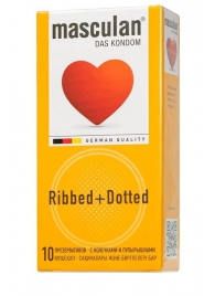 Презервативы с колечками и пупырышками Masculan Ribbed+Dotted - 10 шт. - Masculan - купить с доставкой в Калуге
