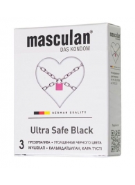 Ультрапрочные презервативы Masculan Ultra Safe Black - 3 шт. - Masculan - купить с доставкой в Калуге